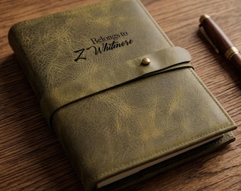 Rustic Leather Journal A6 A5 with Custom Engraving, Refillable Vintage Notebook, Crazy Horse Leather Diary Gift for Writers