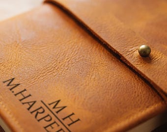 Rustic Personalized Leather Notebook A5 A6, Custom Engraved Travel Journal, Refillable Crazy Horse Leather Diary for Everyday Use