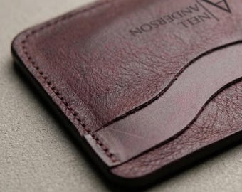 Personalized Crazy Horse Leather Card Holder Slim Minimalist Wallet Custom Engraved Small Pocket Wallet Gift for Him