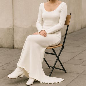 knee length dresses for ladies Breanna White Long Sleeve Ruched Maxi Dress - US 0 main image 0