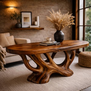 Solid Wood Tree Root Console Table – Organic Sculptural Entryway Table, Handmade Natural Wood Hallway | Sofa Table