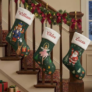 Personalized Needlepoint Christmas Stockings Embroidery Holiday Luxury Vintage Stocking with Name for Christmas Decor