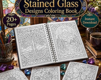 Livre de coloriage de vitraux : Motifs de mandalas en mosaïque, pages à colorier imprimables pour adultes, activités d’apprentissage