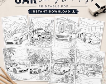 Livre de coloriage de voitures : Voitures de sport classiques et exotiques – Pages de coloriage imprimables pour enfants et adultes