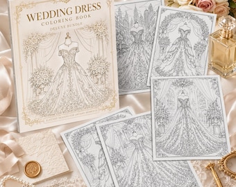 Livre de coloriage de robes de mariée : Modèles de robes de mariée à colorier pour adultes