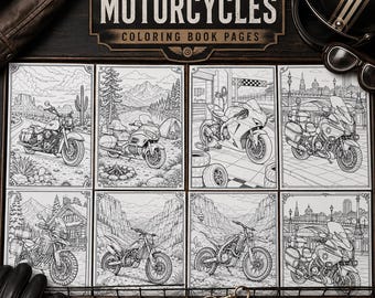 Livre de coloriage de motos : Choppers classiques, Superbikes, motos tout-terrain – Coloriages à imprimer, activité éducative