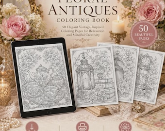 Livre de coloriage floral ancien : pages de coloriage botaniques de roses vintage, PDF imprimable, téléchargement numérique
