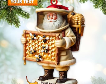 Santa Beekeeper Christmas Ornament, Personalized Ornament