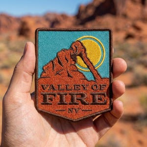 Valley of Fire NV State Park Patch | Nevada Desert Iron On Applique | Red Rock Hiking Souvenir | Backpack Jacket Accessory