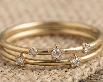 Celestial Star-stapelringset, sterlingzilveren sterrenbeeldbanden