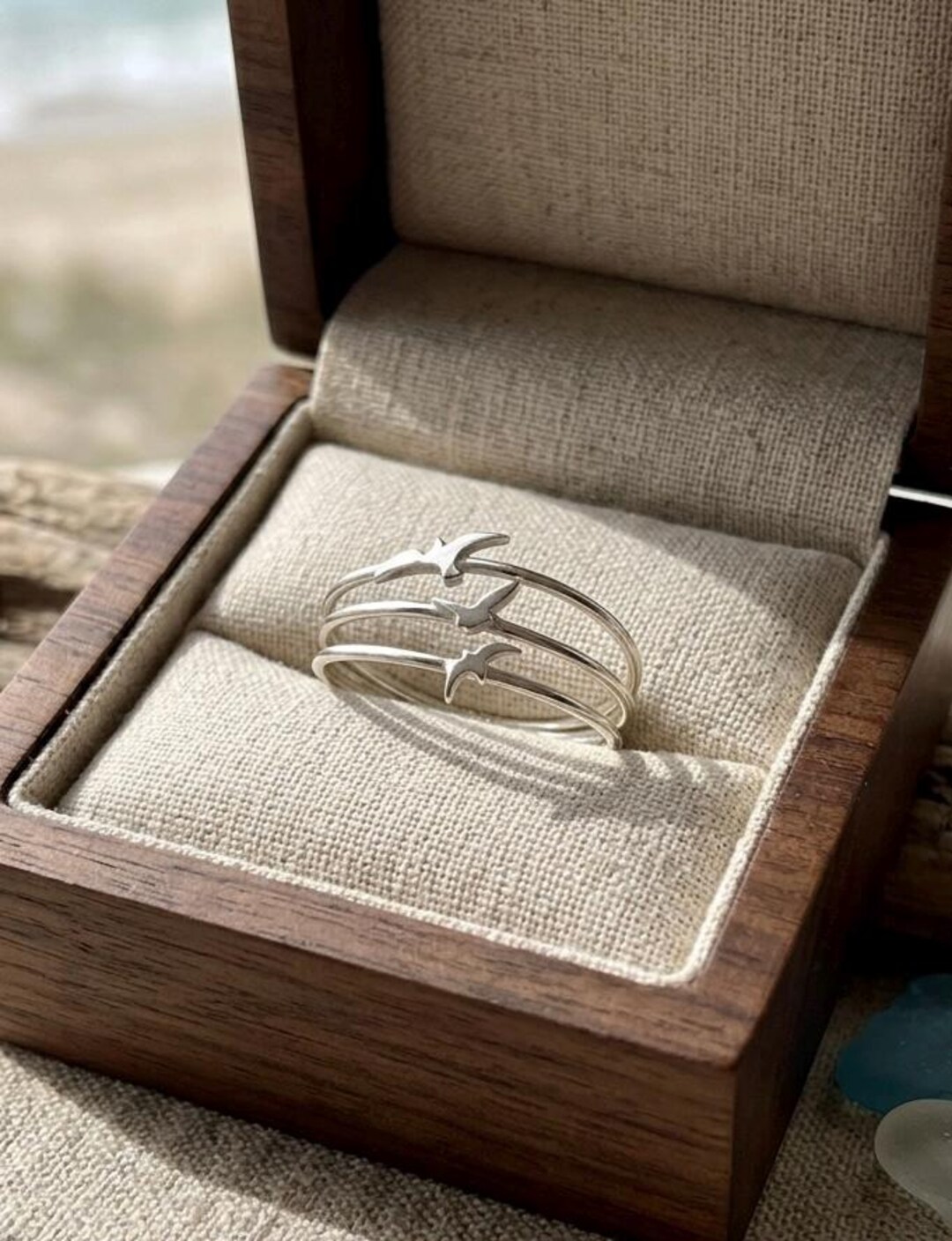 Flying Rings Birds Sterling Silver Flying Birds Ring, Minimalist Nature Inspired Dainty ...