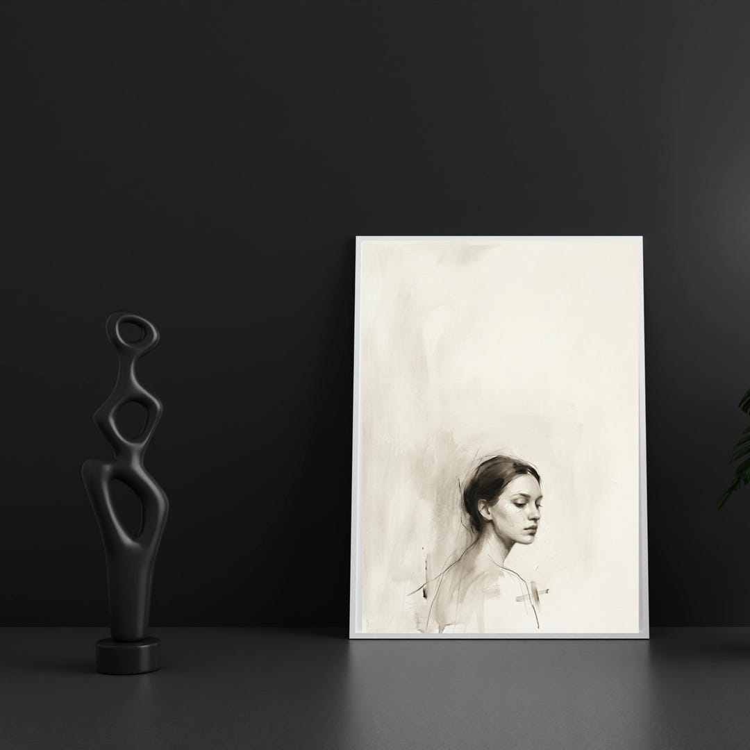 Minimalist Woman Portrait Art Print, Quiet Luxury Wall Art, Abstract ...