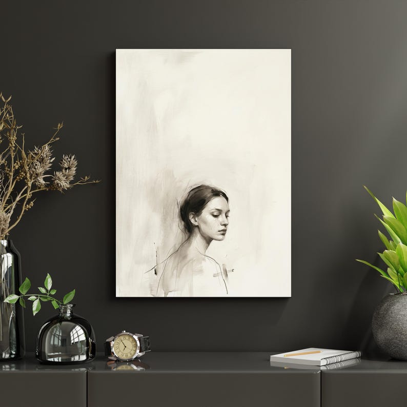 Minimalist Woman Portrait Art Print, Quiet Luxury Wall Art, Abstract ...