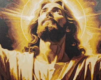 Light of Christ Layered Artwork: 3D Printed Religious Wall Art (190mm Frame + Stand)