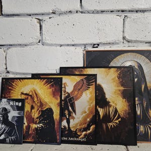 Christian layered wall art featuring Jesus, Mary and Archangels. Handmade in Queensland Australia. catholic layered wall art,3d christian wall art,3d shadow box art,prayer room decor,archangel wall display,mother mary decor,jesus wall decor,holy wall art,church wall feature,spiritual wall art,christianity handmade wall art