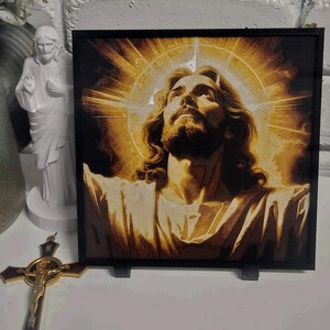 Christian layered wall art featuring Jesus, Mary and Archangels. Handmade in Queensland Australia. catholic layered wall art,3d christian wall art,3d shadow box art,prayer room decor,archangel wall display,mother mary decor,jesus wall decor,holy wall art,church wall feature,spiritual wall art,christianity handmade wall art
