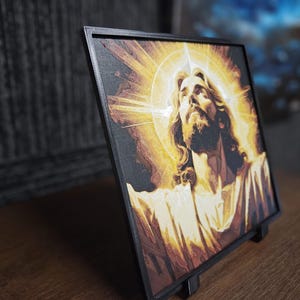 Christian layered wall art featuring Jesus, Mary and Archangels. Handmade in Queensland Australia. catholic layered wall art,3d christian wall art,3d shadow box art,prayer room decor,archangel wall display,mother mary decor,jesus wall decor,holy wall art,church wall feature,spiritual wall art,christianity handmade wall art