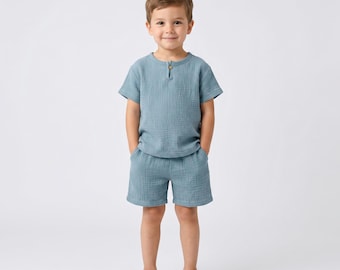 Conjunto de verano de algodón para niños / Conjunto de camiseta y pantalón corto para bebés / Ropa unisex para uso diario / Conjunto informal de dos piezas