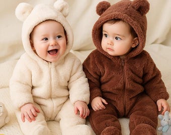 Mameluco de bebé con capucha, estilo osito de peluche