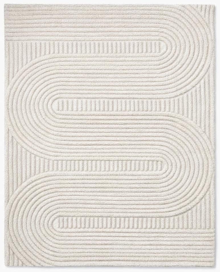 Hand Tufted Wool Rug - off White Arched Wave Area Rug - Minimalist ...