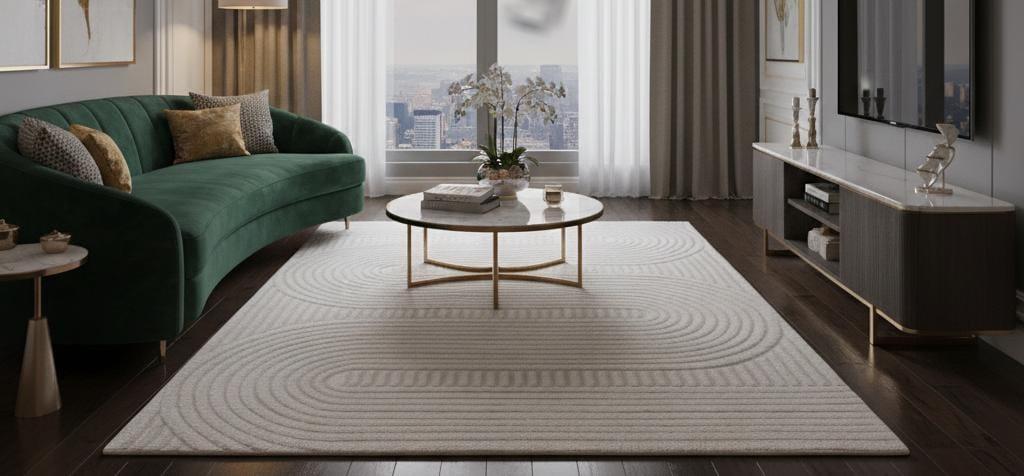 Hand Tufted Wool Rug - off White Arched Wave Area Rug - Minimalist ...