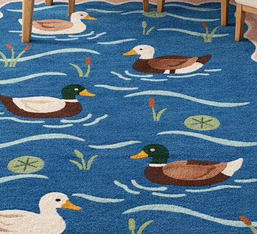 Whimsical Duck Pond Rug | Hand-tufted Wool Nursery/living Room