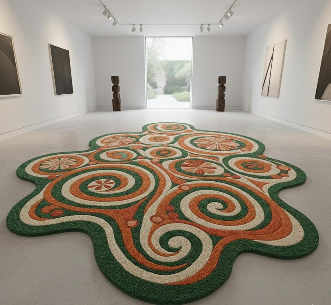 Hand Made Tuffted Rug Shape Modern Curve Rug - Etsy