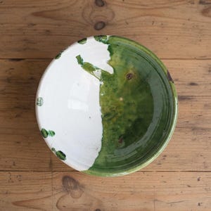 Cuenco de cerámica Tamegroute con esmalte verde marroquí, frutero de cerámica hecho a mano, decoración de cocina bohemia para el hogar, regalo de inauguración de la casa para mamá