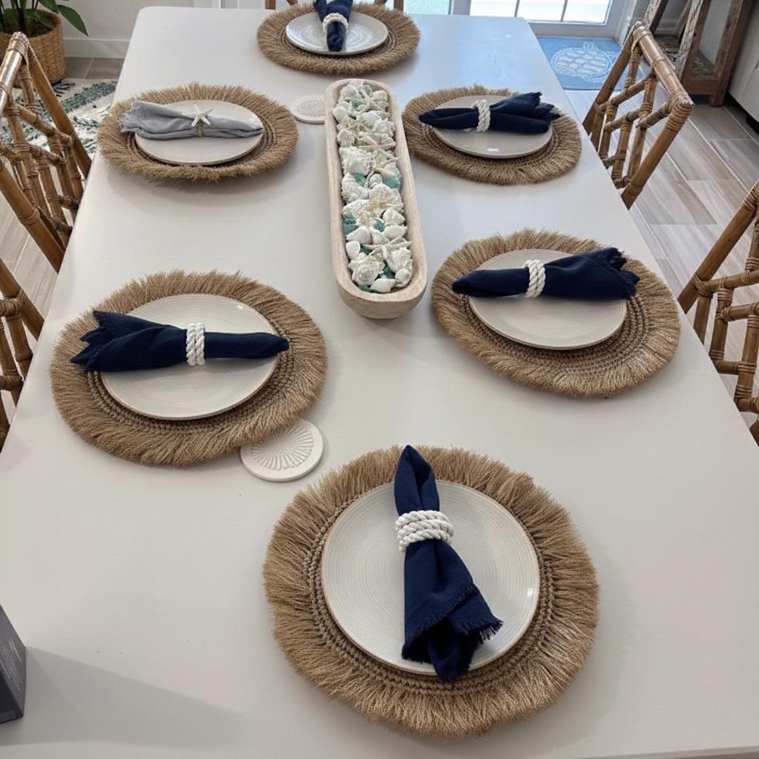 Authentic Moroccan Raffia Placemats Woven Straw Mats for Rustic Garden ...