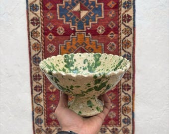 Bol en poterie Tamegroute, glaçure verte marocaine, bol à fruits en céramique fait main, décoration de cuisine bohème à la maison, cadeau de pendaison de crémaillère pour maman