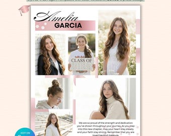 Senior Yearbook Ad Template – Editable Canva Graduation Tribute Page with Photo Collage Layout