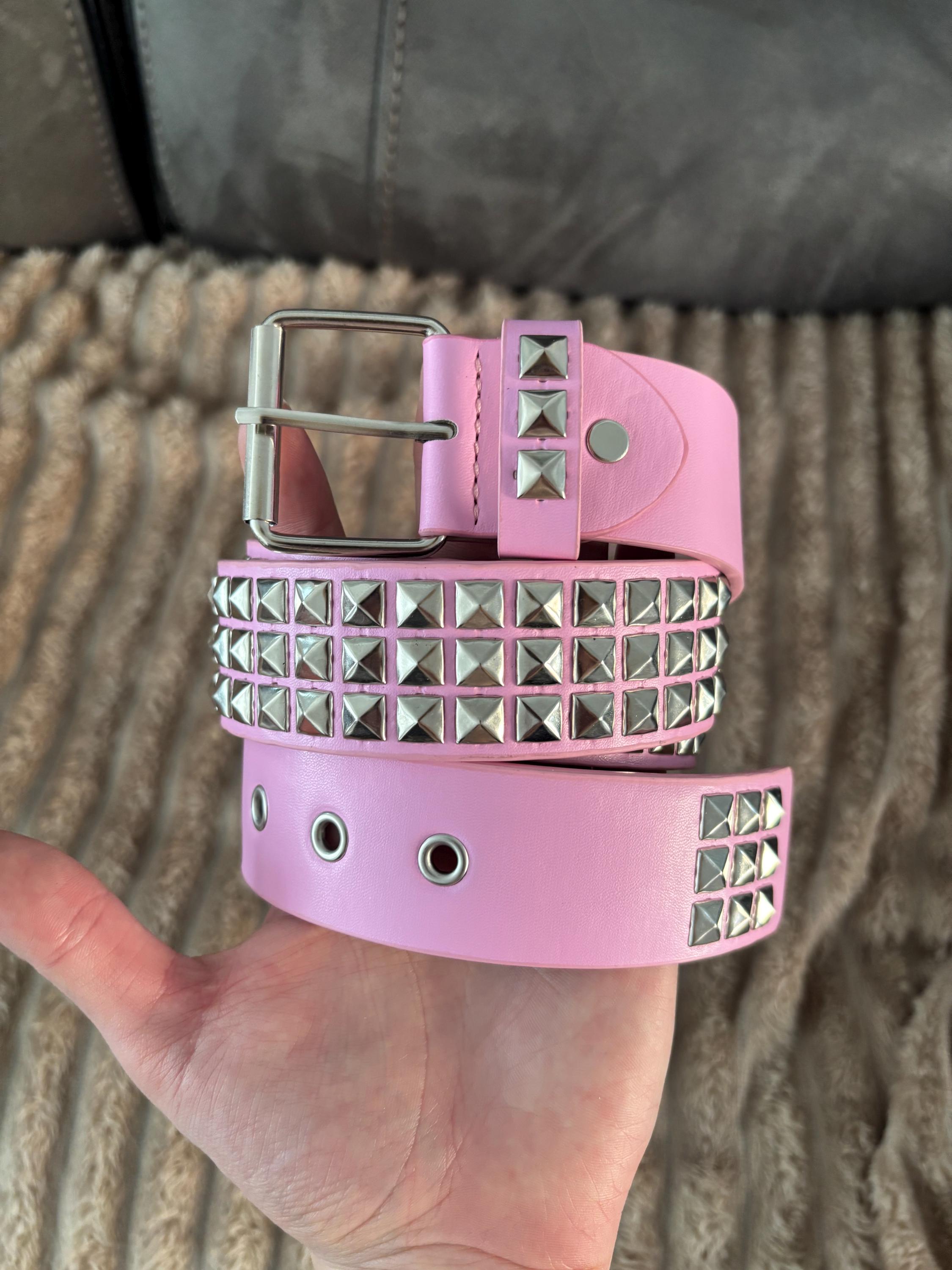 Pink Studded Belt - Etsy UK