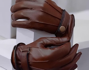 Genuine Leather Winter Gloves, Soft Lined Driving Gloves, Elegant Cold Weather Handwear
