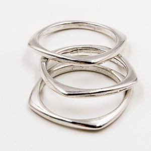 Modern Sterling Silver Stacking Ring – Square Silver Ring for Men or Women – Unique Minimalist Everyday Jewelry