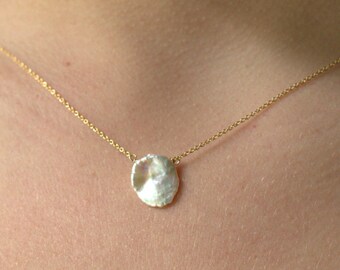 Single Pearl Gold Necklace, June Birthstone, Freshwater Pearl Necklace, Pearl Birthstone Jewelry, Beach Jewelry, Bridesmaid Jewelry Necklace