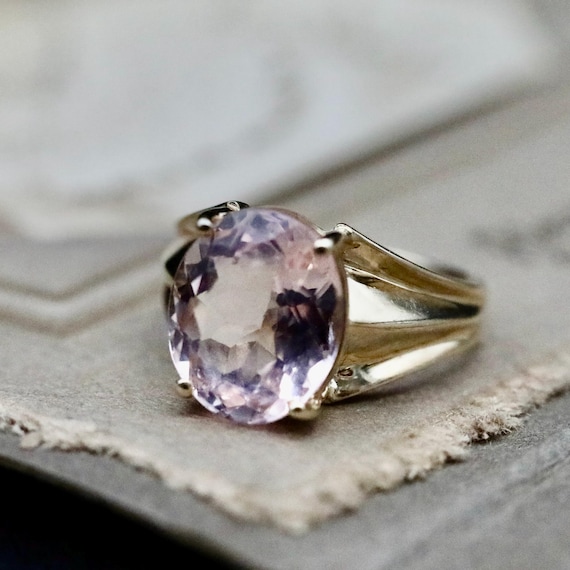 Vintage Morganite Ring • 4ct Pink Gemstone • 10K Gold Statement Ring • Y2K 1990s Jewelry