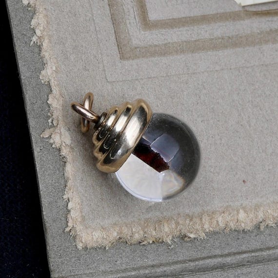 Vintage 12k Gold Filled Mustard Seed Orb Pendant Charm, Religious Bible Verse Baptism Jewelry Gift, Good Luck Charm