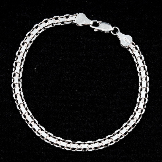 Vintage sterling silver link bracelet • Italian 925 solid chain • Chunky silver 7.5" stacking bracelet
