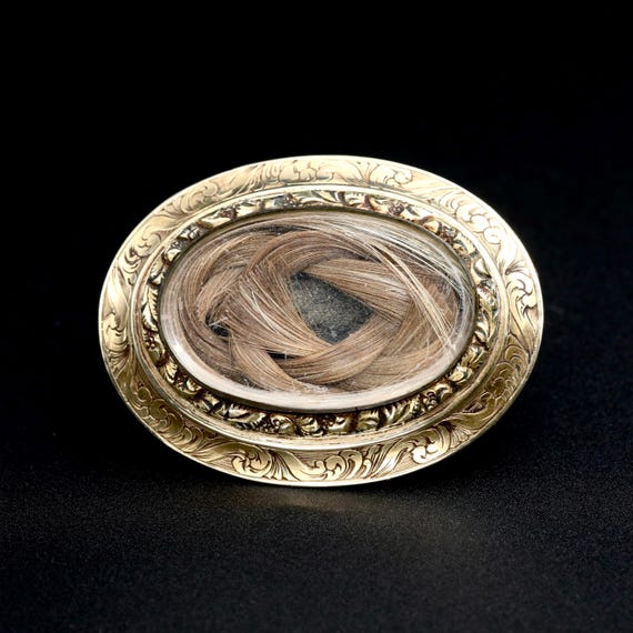 Dark Academia Gothic Jewelry • Antique Victorian Engraved Jewelry • Gold Filled Brooch Pin • Dated 1844