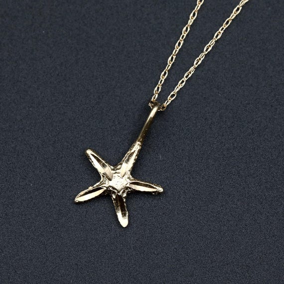 Starfish Pendant Necklace • 14k Solid Gold Starfish Charm • Minimalist Dainty Necklace