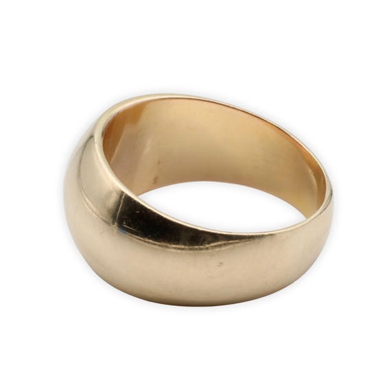 Vintage 14k Gold Dome Ring • Italian Wide Band • 1970s Statement Ring • Solid Gold Chunky Ring • Size 7.25 Bold Gold Jewelry