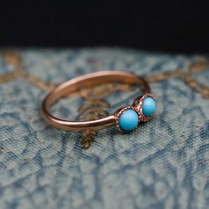 14k Gold Victorian Turquoise Baby Ring, December Birthstone Ring, Antique Victorian Baby Jewelry, Baby Shower Gift, Gold Pinky Ring