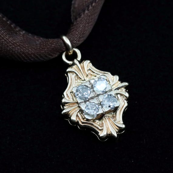 Vintage Diamond Pendant • 14k Solid Gold Victorian Revival Necklace • 0.84ct Diamond Jewelry
