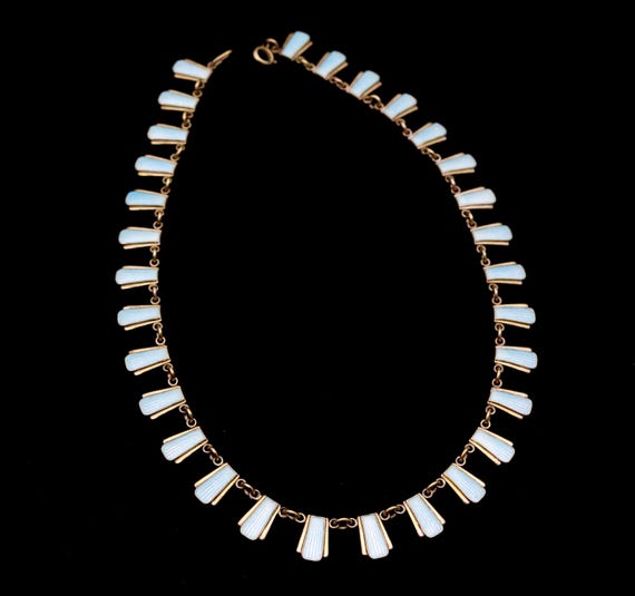Vintage Blue Enamel Sterling Silver Collar Necklace • Mid Century Modern Choker • Volmer Bahner