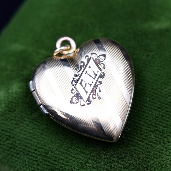 Gold Heart Locket Necklace • Vintage Photo Locket • Gold Filled Engraved Heart Pendant