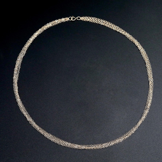 14K Gold Dainty Chain Necklace • Minimalist Everyday Jewelry • 5 Strand Cable Chain • 17 Inch Necklace