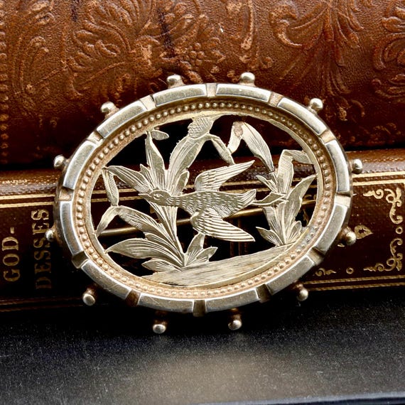 Victorian Bird Brooch • British Aesthetic Movement • 18k Gold Filled Convertible Pendant