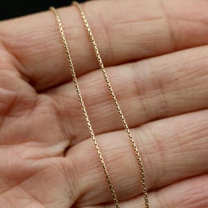 14k Solid Gold Rounded Box Chain 20&quot; Necklace, Dainty Gold Jewelry, Everyday Minimalist Layering Necklace, Gifts For Her