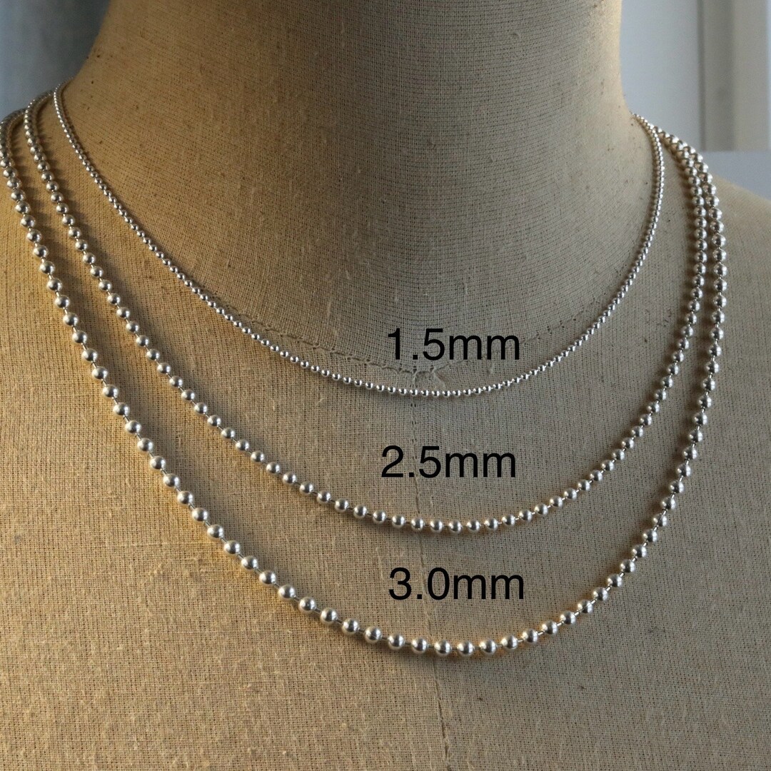 Sterling Silver Ball Chain Necklace, 3mm Silver Ball Necklace, Silver
