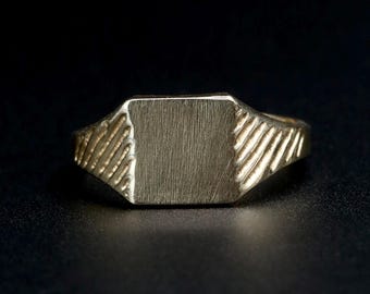 Anillo de sello de oro de 14k para hombre o mujer • Anillo antiguo Art Déco de oro macizo • Talla 8